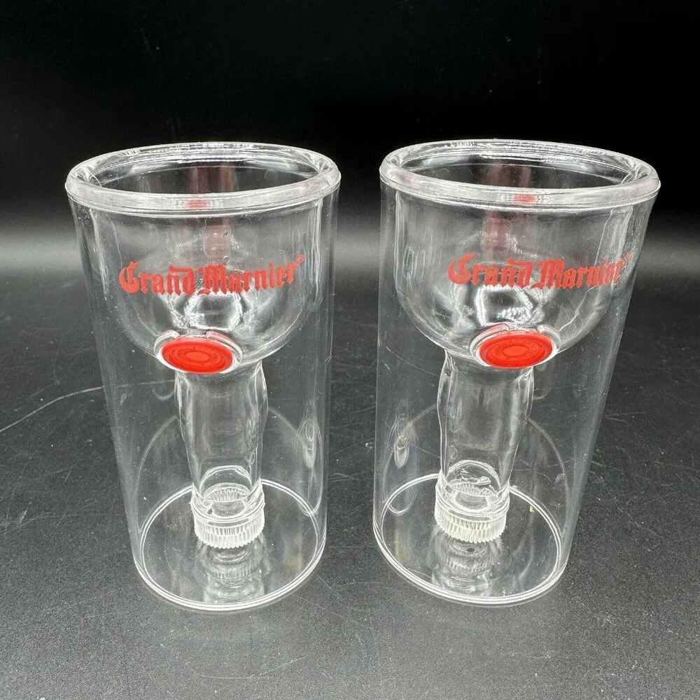 Grand Marnier Plastic Shot Glasses 2 pcs Barware Liqueur Half Bottle Cordial 4